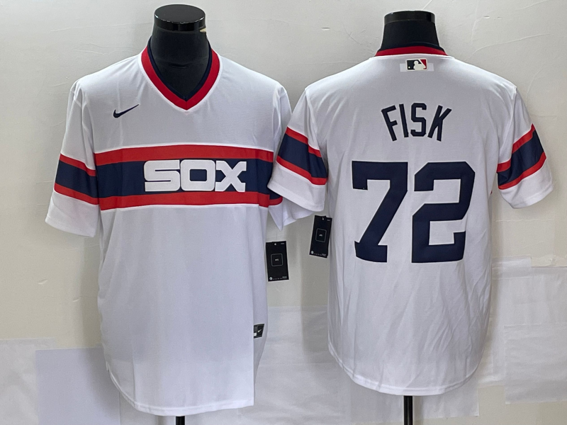 Men's Chicago White Sox Carlton Fisk White Home Cooperstown Collection Team Player Jersey