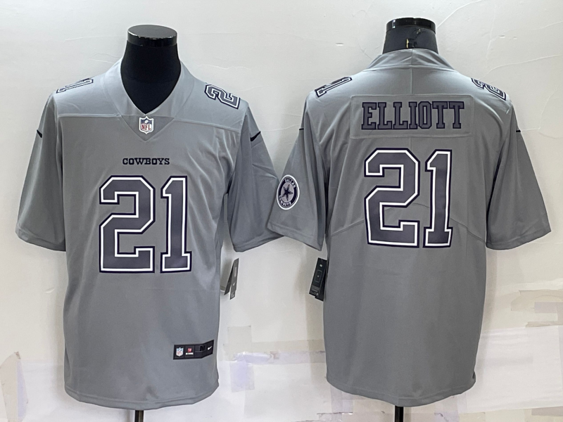 Men's Dallas Cowboys Ezekiel Elliott Gray Atmosphere Fashion Game Jersey