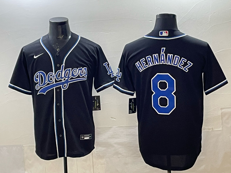 Men's Los Angeles Dodgers Enrique Hernandez Black Replica Game Jersey