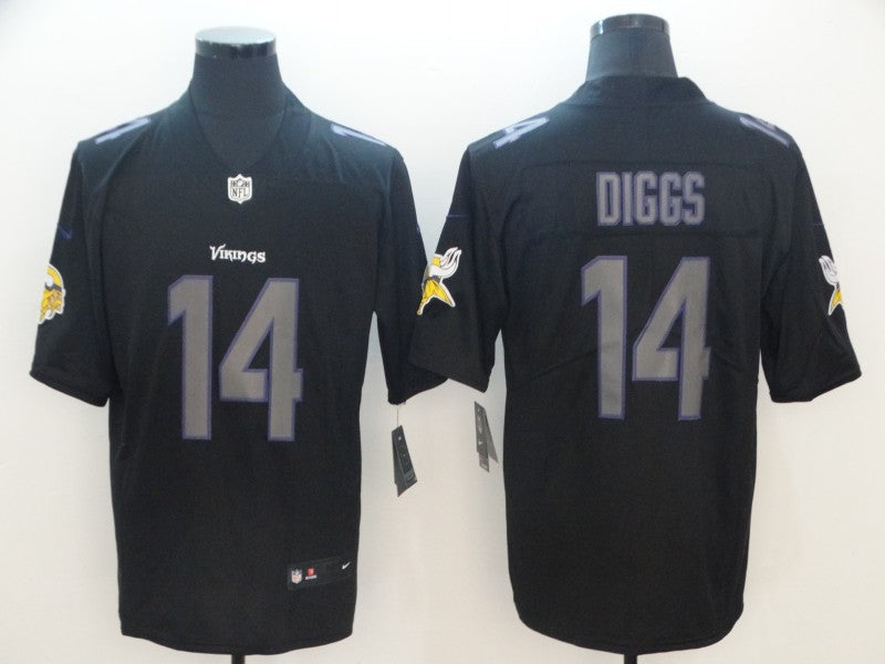 Men's Minnesota Vikings Stefon Diggs #14 Black Game Jersey1