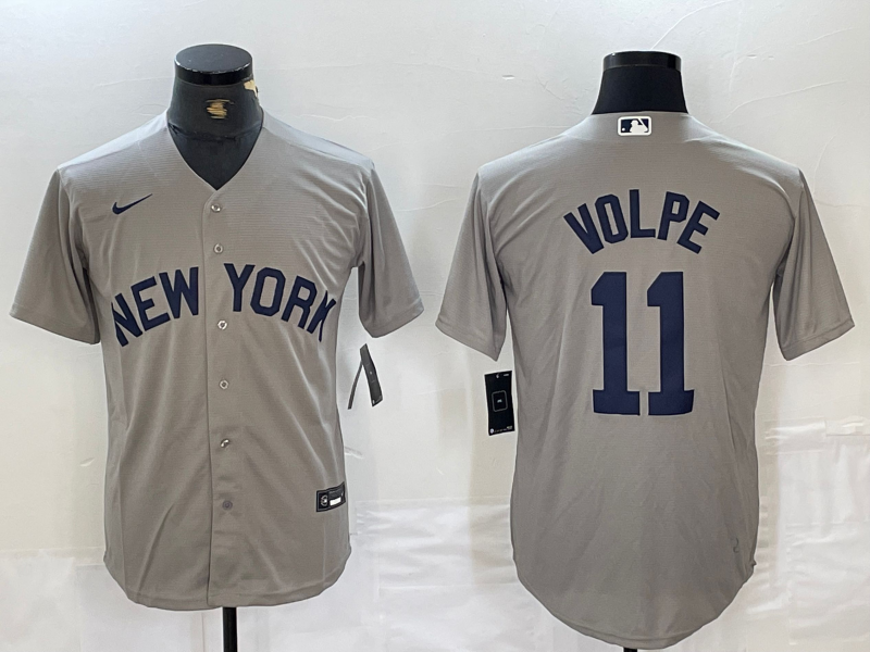 Men's New York Yankees Anthony Volpe #11 Gray Limited Game Jersey1
