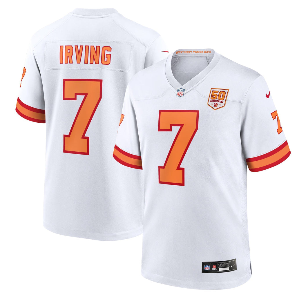 76 Tampa Bay Buccaneers Bucky Irving White 50th Season Game Jersey