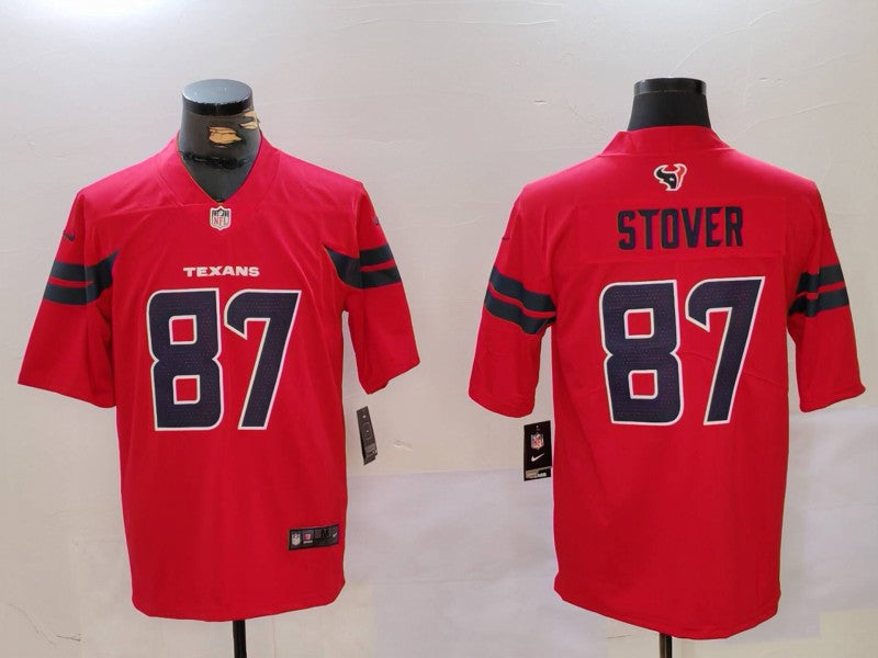 Men's Houston Texans Cade Stover #87 Red Alternate Game Jersey