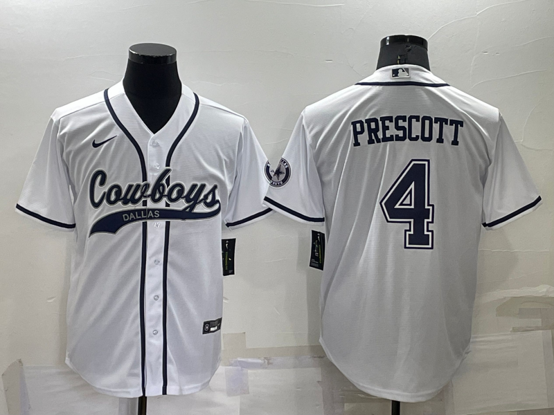 Men's Dallas Cowboys Dak Prescott White Player Jersey Joint Edition