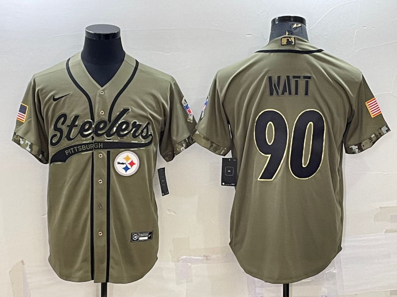 Men's Pittsburgh Steelers T.J. Watt Olive 2022 Salute To Service Limited Jersey Joint edition
