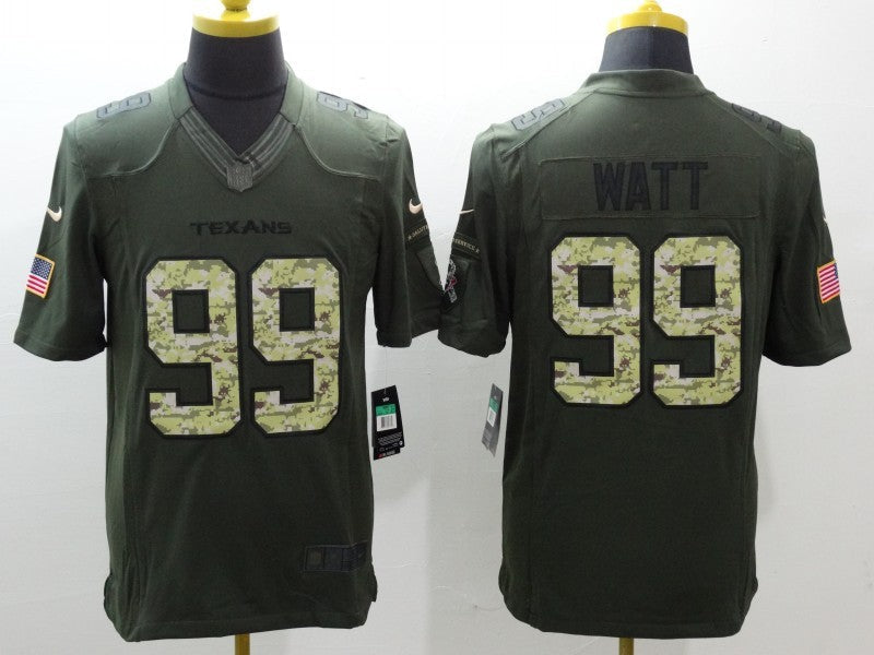 Men's Houston Texans J.J. Watt #99 Army Green Game Jersey1