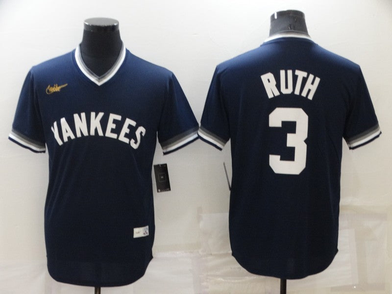 Men's New York Yankees Babe Ruth Navy Stitched Jersey