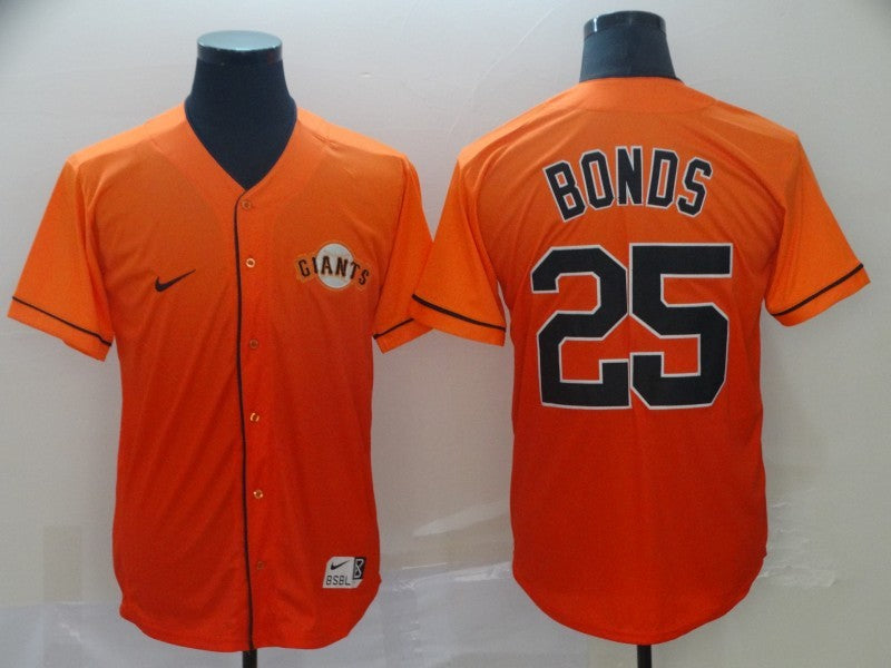 Men's San Francisco Giants Barry Bonds #25 Orange Stitched Jersey1