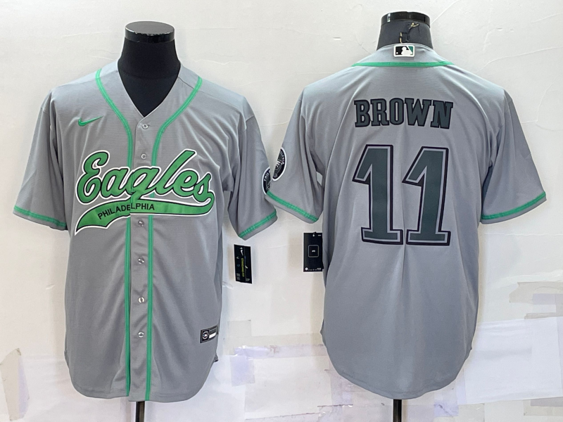 Men's Philadelphia Eagles A.J. Brown Gray Game Jersey Joint Edition