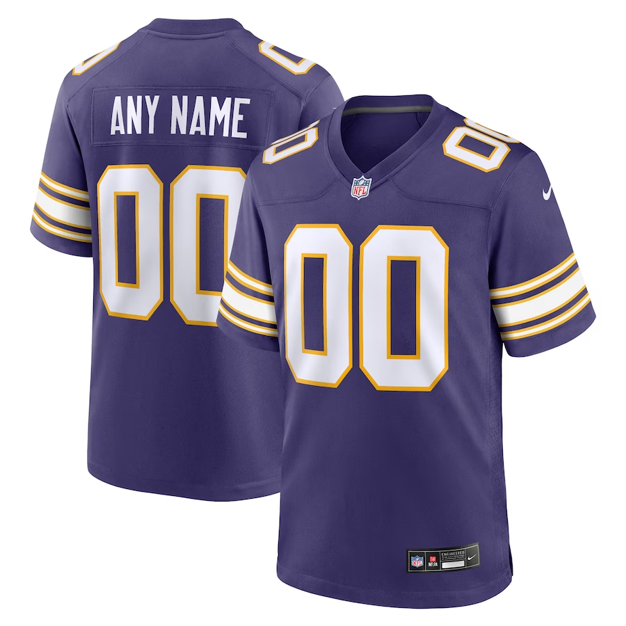 Custom1 Minnesota Vikings Purple Classic Game Jersey1
