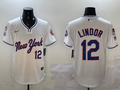 Men's New York Mets Francisco Lindor #12 White Replica Player Jersey1