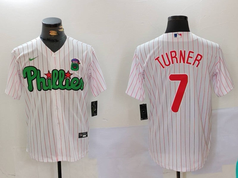 Men's Philadelphia Phillies Trea Turner #7 White Limited Player Jersey1