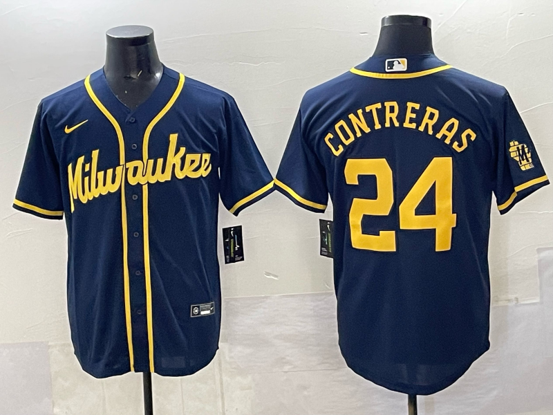 Men's Milwaukee Brewers William Contreras Navy Replica Player Jersey
