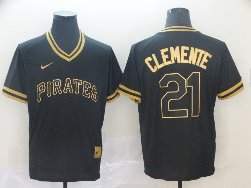 Men's Pittsburgh Pirates Roberto Clemente Black Alternate Game Jersey