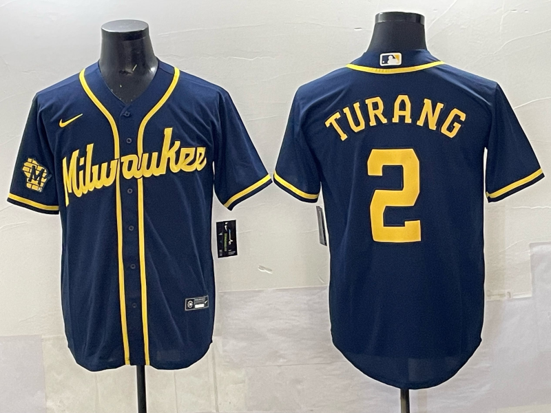 Men's Milwaukee Brewers Brice Turang Navy Limited Player Jersey