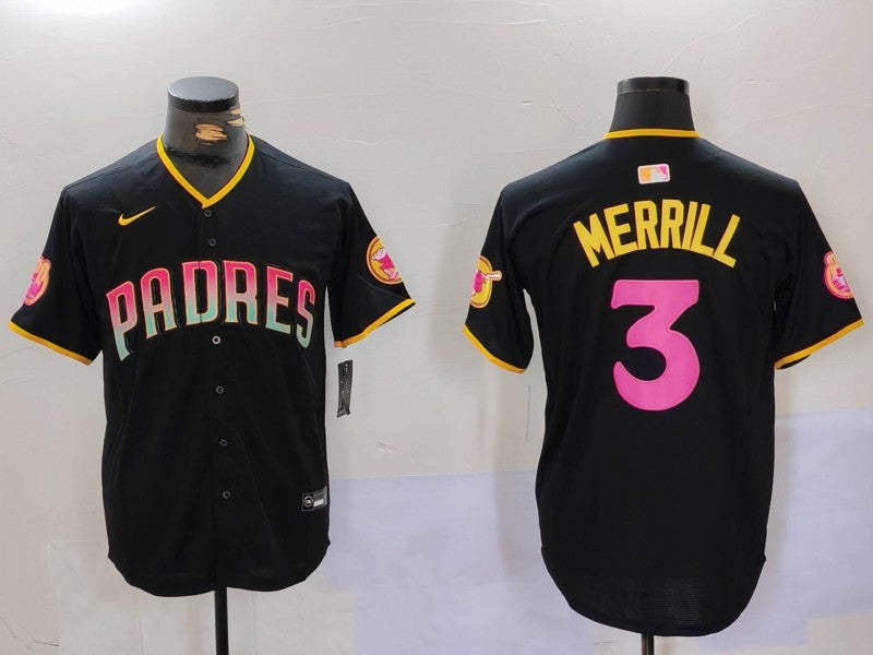 Men's San Diego Padres Jackson Merrill Black Replica Player Jersey