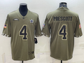 Men's Dallas Cowboys Dak Prescott Olive 2022 Salute To Service Limited Jersey