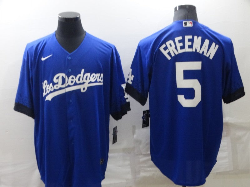 Men's Los Angeles Dodgers Freddie Freeman #5 Blue Stitched Jersey1