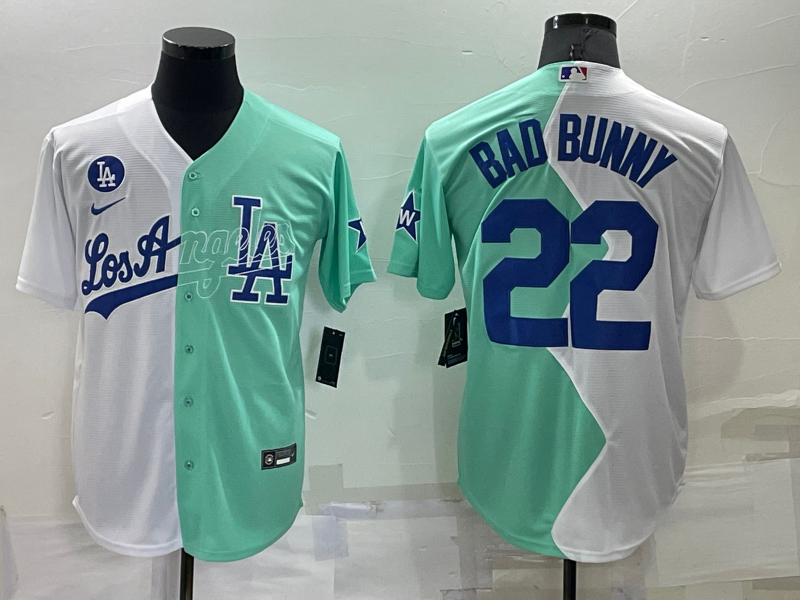 Men's Los Angeles Dodgers Bad Bunny White/Green Replica Baseball Jersey