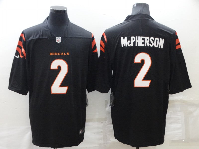 Men's Cincinnati Bengals Evan McPherson #2 Black Game Jersey1