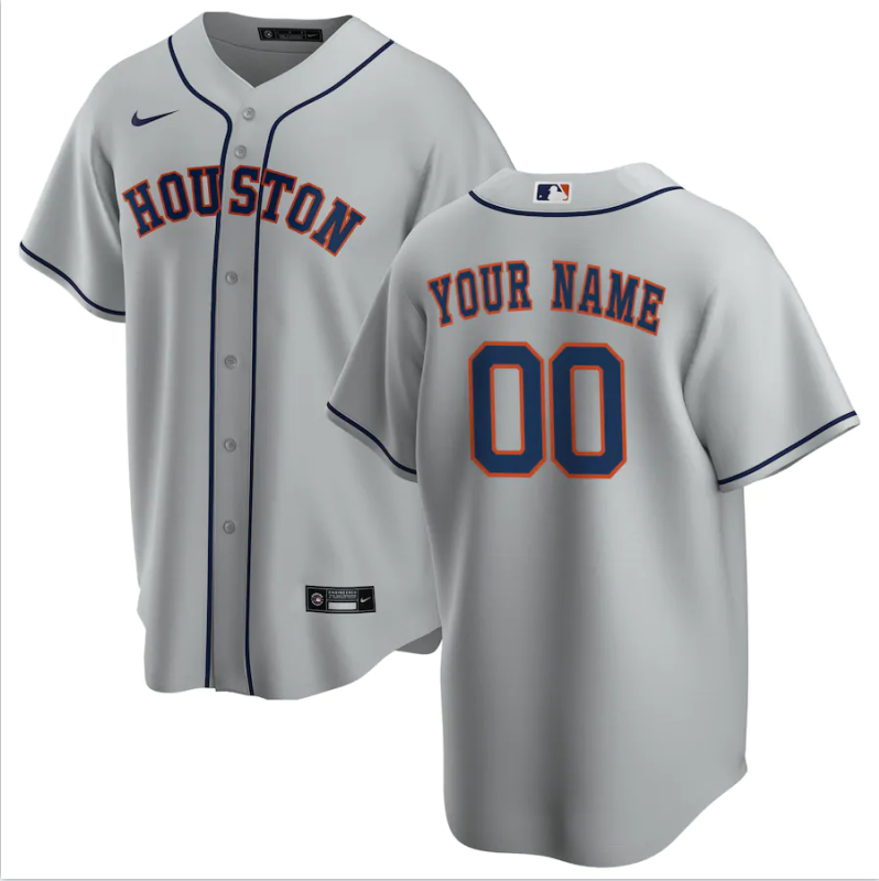 Men's Houston Astros Gray Road Replica Player Custom Jersey1