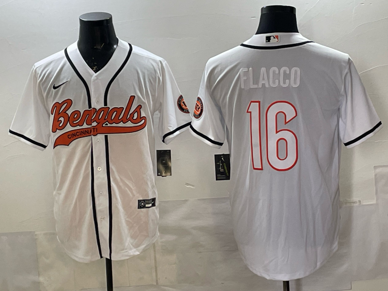 Men's Cincinnati Bengals Joe Flacco #16 White Team Game Jersey