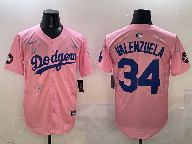 Men's Los Angeles Dodgers Fernando Valenzuela Pink Player Jersey