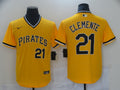 Men's Pittsburgh Pirates Roberto Clemente Yellow Replica Baseball Jersey