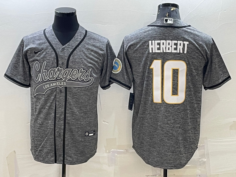 Men's Los Angeles Chargers Justin Herbert Gray Game Jersey Joint Edition
