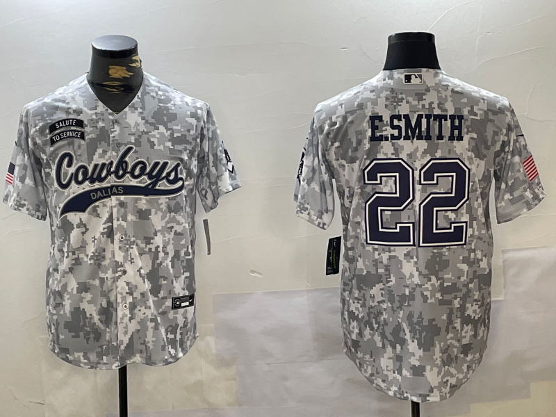 Men's Dallas Cowboys Emmitt Smith Arctic Camo 2024 Salute to Service Player Jersey