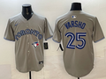Men's Toronto Blue Jays Daulton Varsho #25 Gray Player Jersey