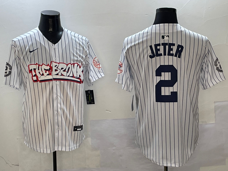 Men's New York Yankees Derek Jeter White Limited Player Jersey1