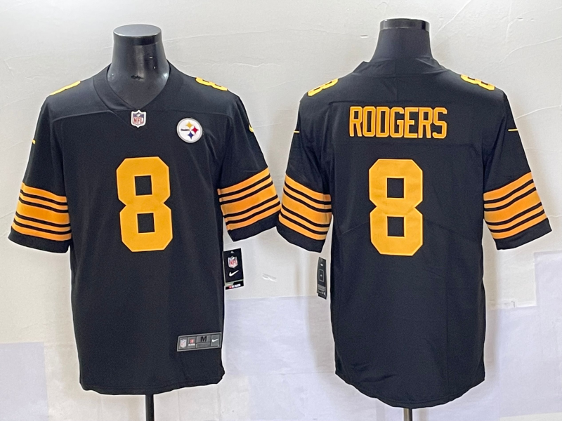 Men's Pittsburgh Steelers Aaron Rodgers #8 Black Alternate Game Jersey