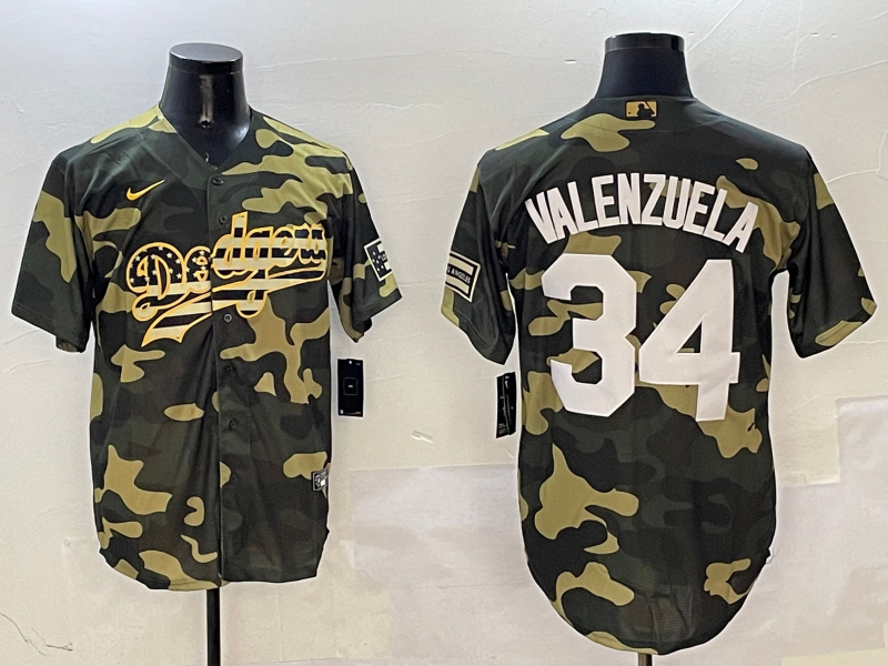 Men's Los Angeles Dodgers Fernando Valenzuela Camouflage Game Jersey