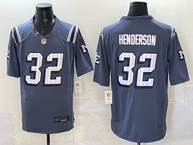 Men's New England Patriots TreVeyon Henderson Storm Blue 2025 Rivalries Collection Limited Jersey