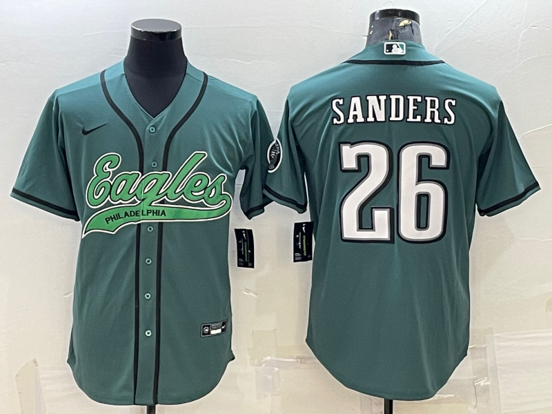 Men's Philadelphia Eagles Miles Sanders #26 Midnight Green Game Jersey1 Joint Edition