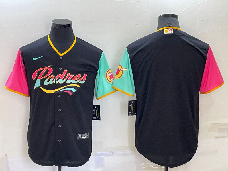 Men's San Diego Padres Black City Connect Replica Blank Jersey1