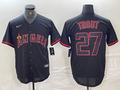 Men's Los Angeles Angels Mike Trout  Black Sewn Baseball Jersey