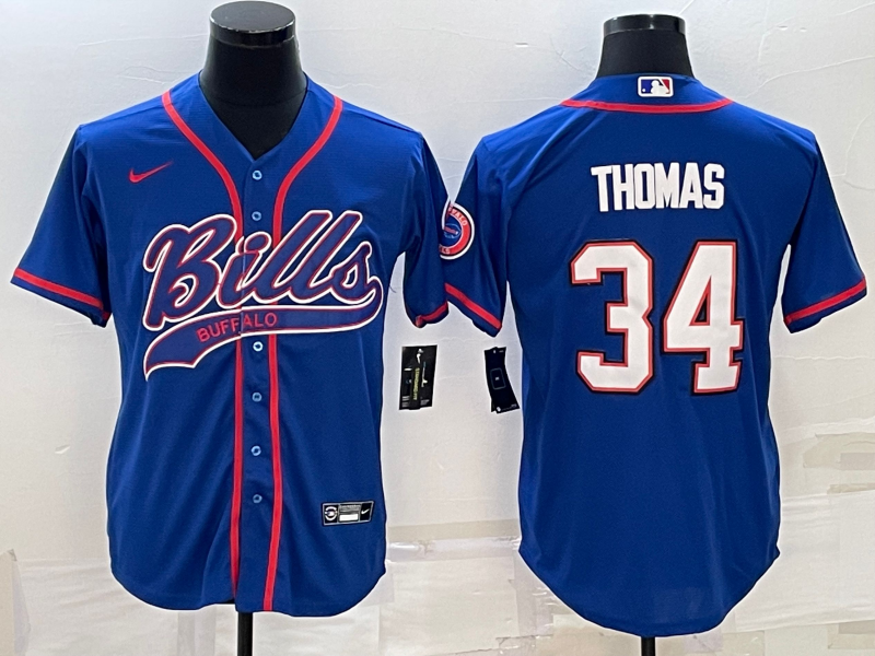 Men's Buffalo Bills Thurman Thomas #34 Royal Game Jersey1 Joint Edition