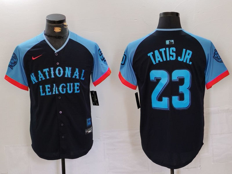 Men's National League Fernando Tatis Jr. #23 Navy 2024  All-Star Game Limited Player Jersey1