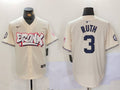 Men's New York Yankees Babe Ruth #3 Cream Limited Player Jersey1