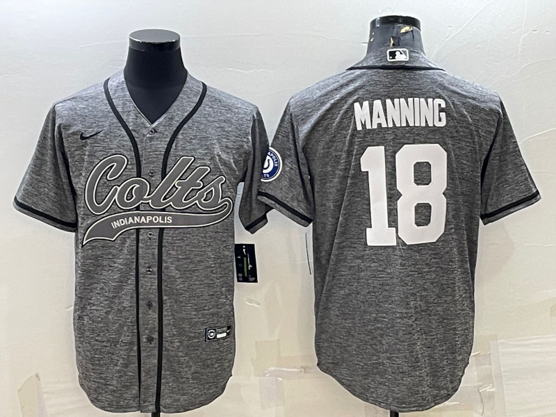 Men's Indianapolis Colts Peyton Manning Gray Game Jersey Joint Edition