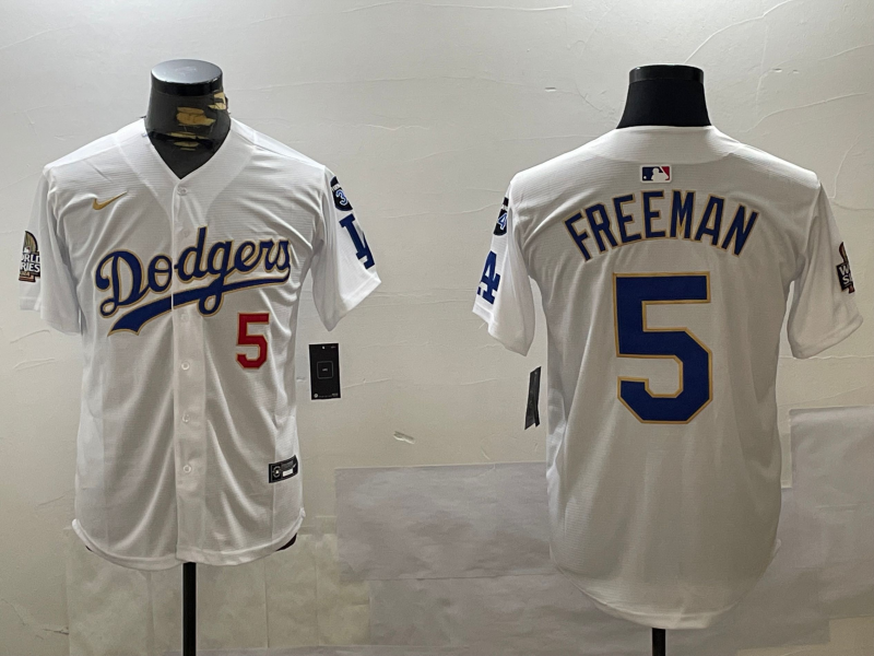 Men's Los Angeles Dodgers Freddie Freeman #5 White Game Jersey1