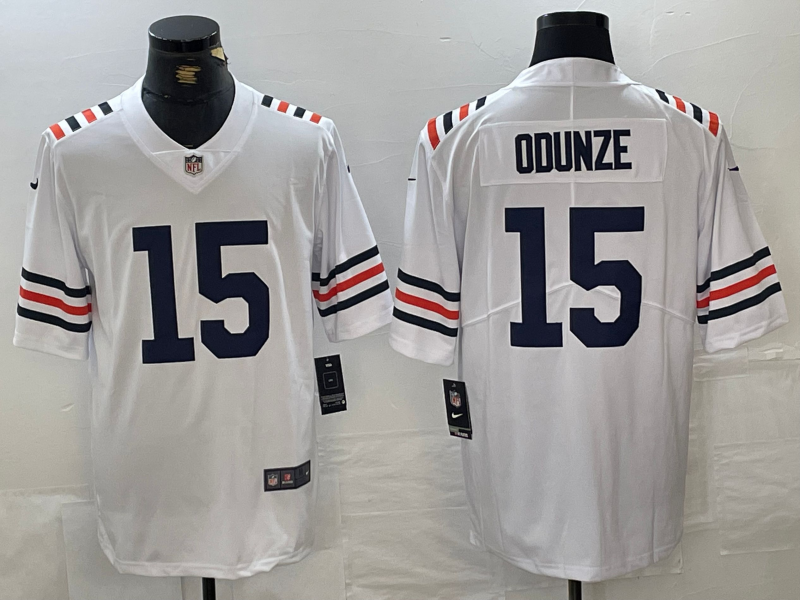 Men's Chicago Bears Rome Odunze #15 White 2024  Draft 2nd Alternate Game Player Jersey1