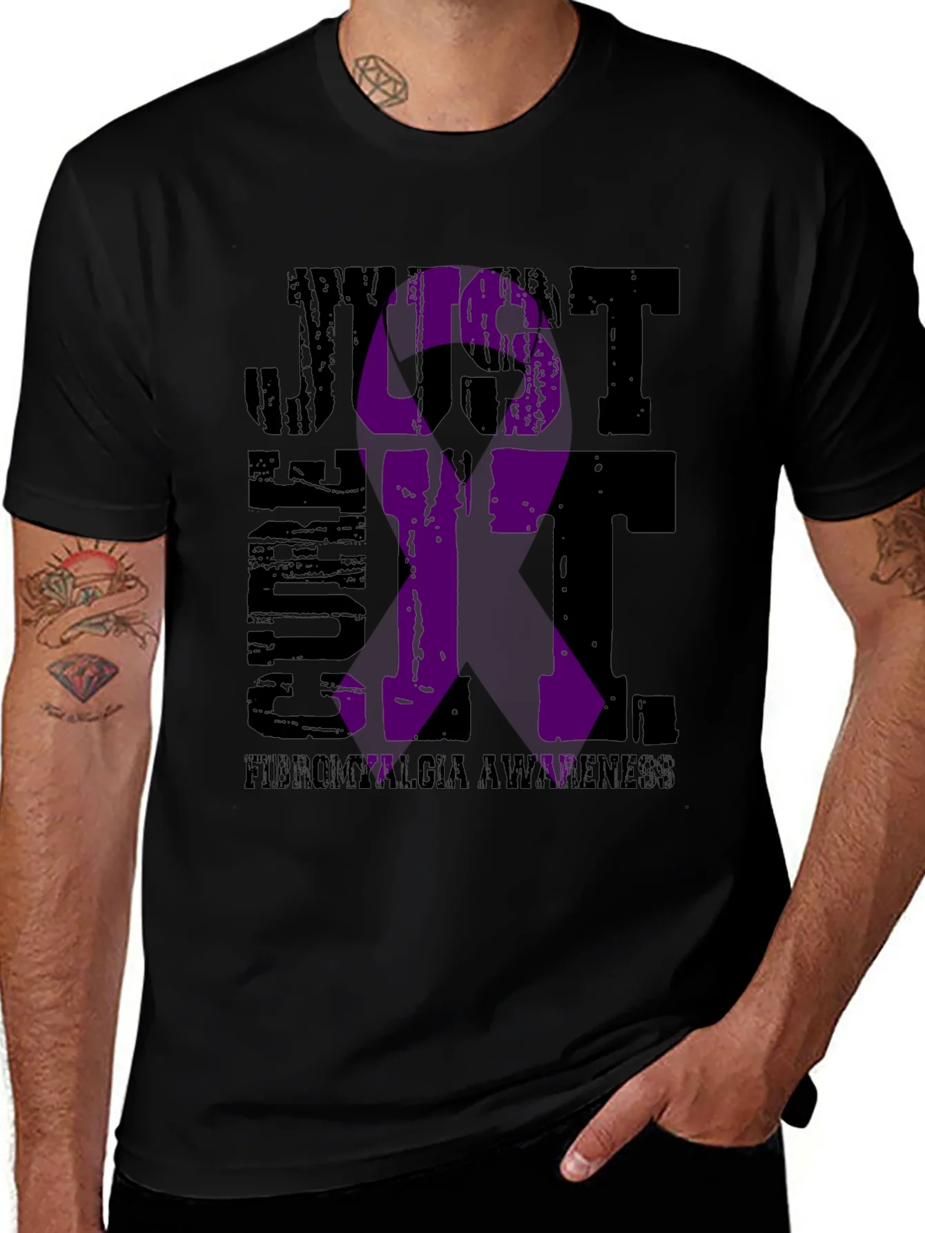 Fibromyalgia Awareness T-Shirt - Just Cure It Ribbon