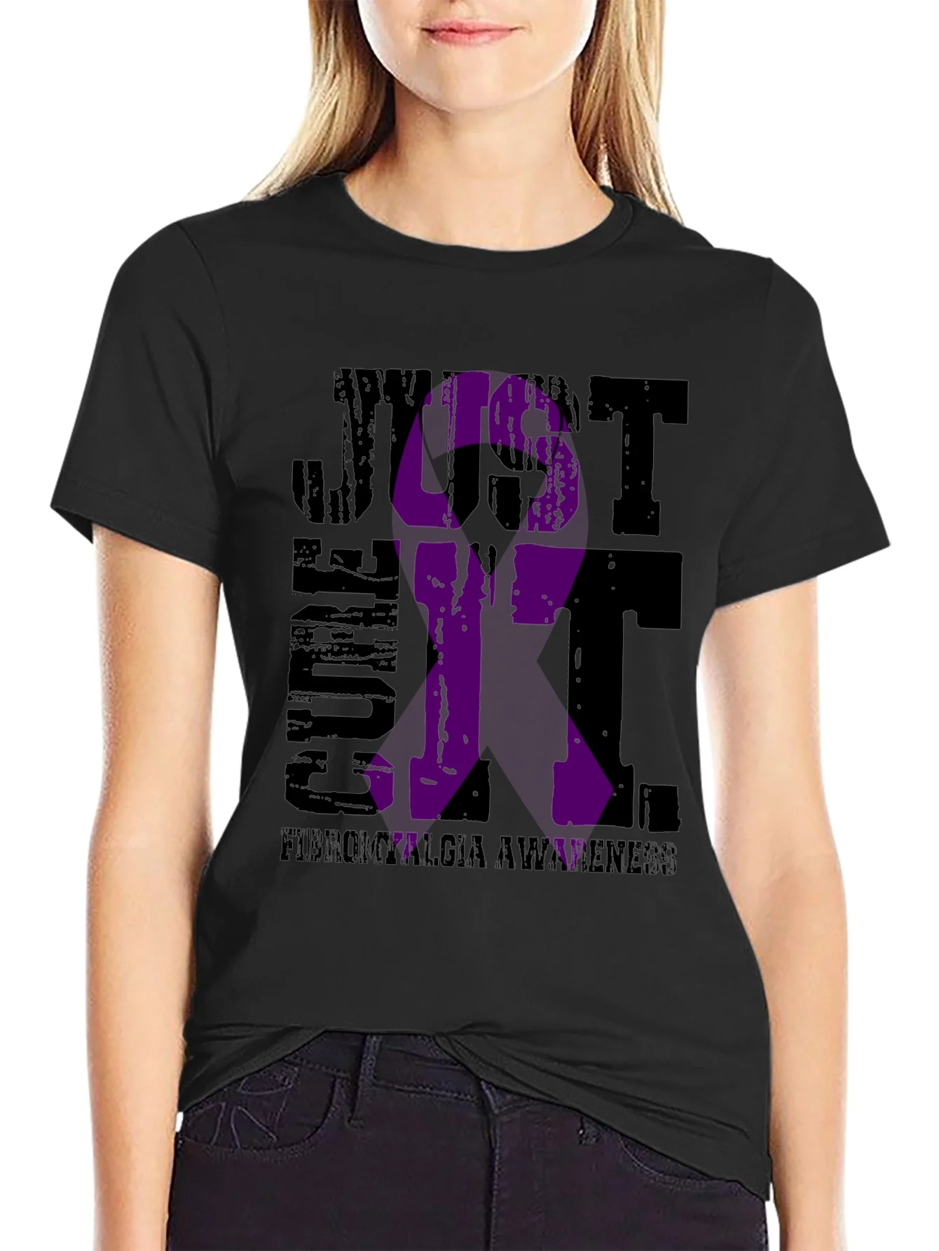 Fibromyalgia Awareness T-Shirt - Just Cure It Ribbon