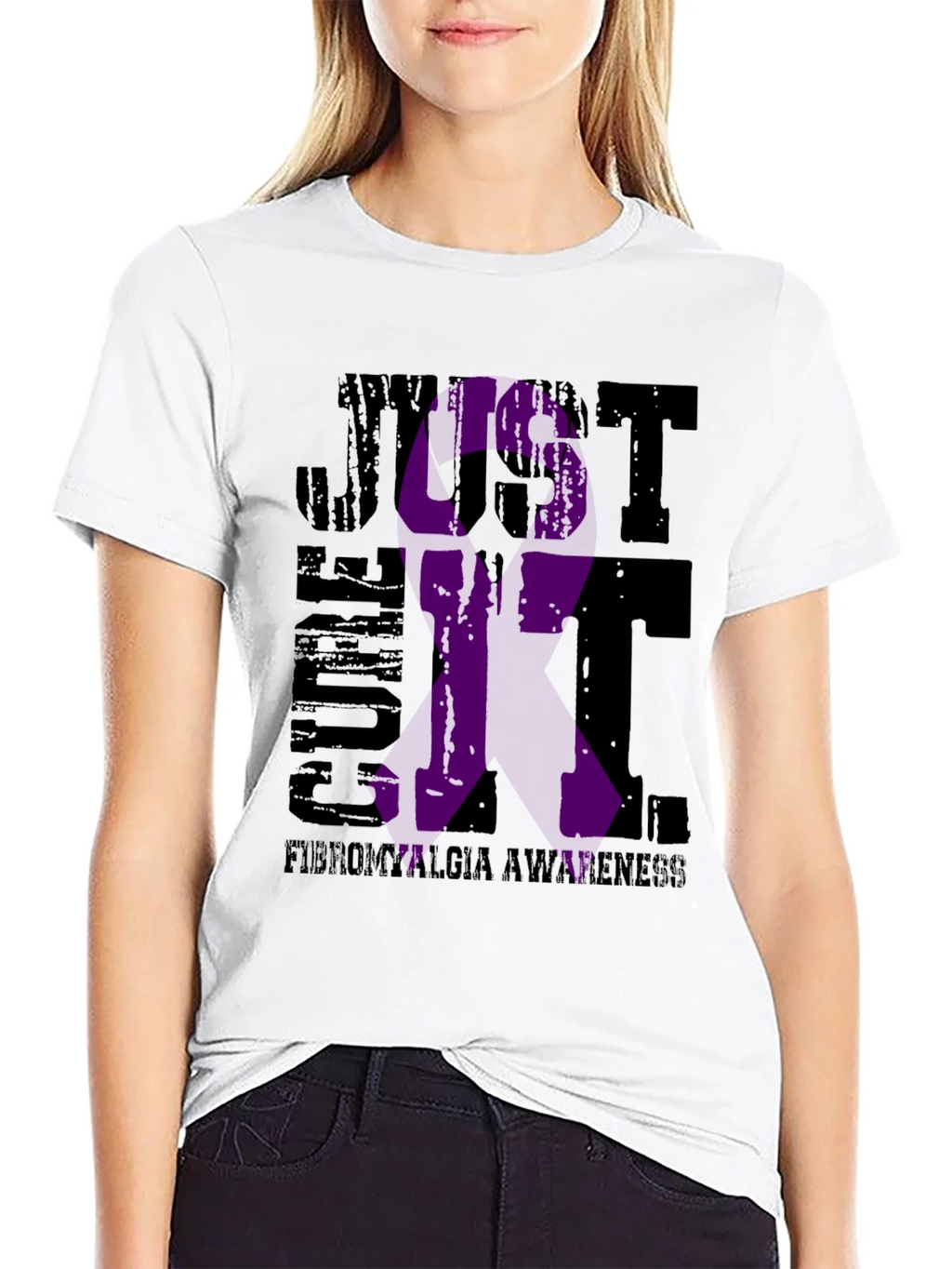 Fibromyalgia Awareness T-Shirt - Just Cure It Ribbon