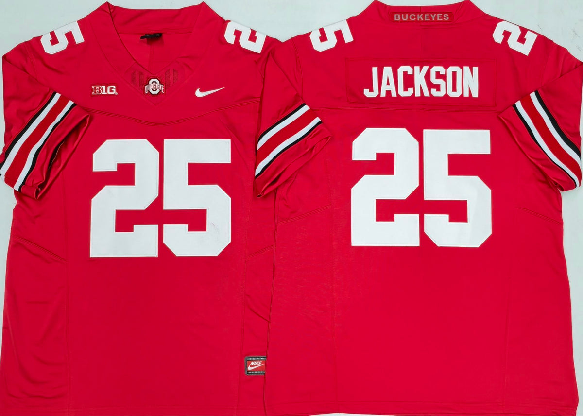 Men's Ohio State Buckeyes Bo Jackson #25 Red Player Game Jersey