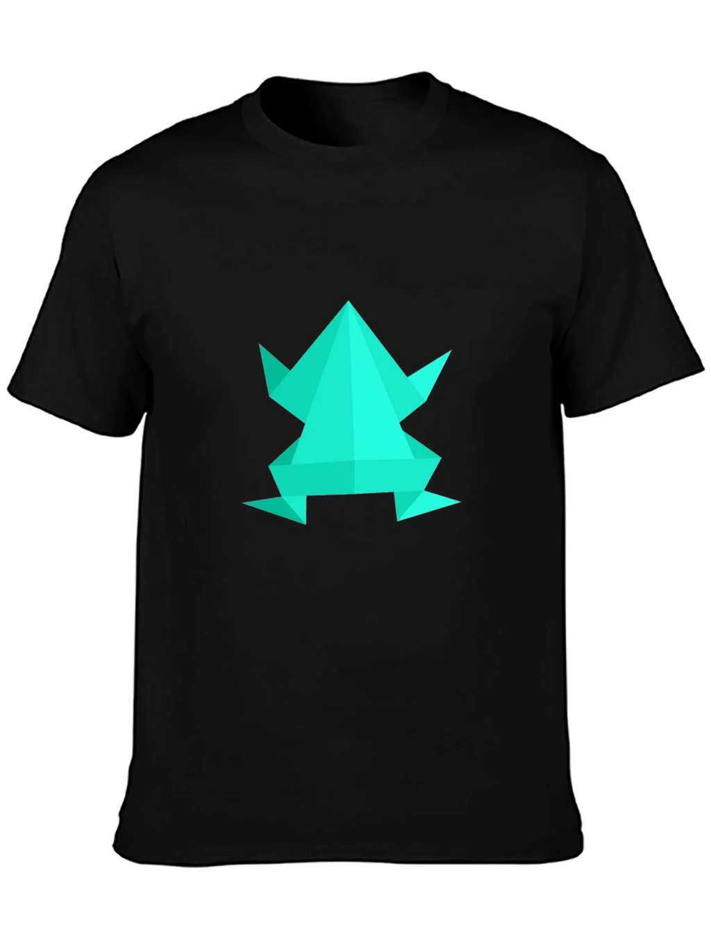Geometric Frog Graphic Tee - Black Cotton Blend