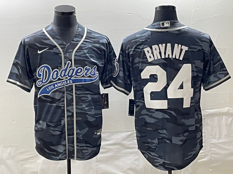 Men's Los Angeles Dodgers Kris Bryant Grey Camouflage Player Jersey Joint Edition